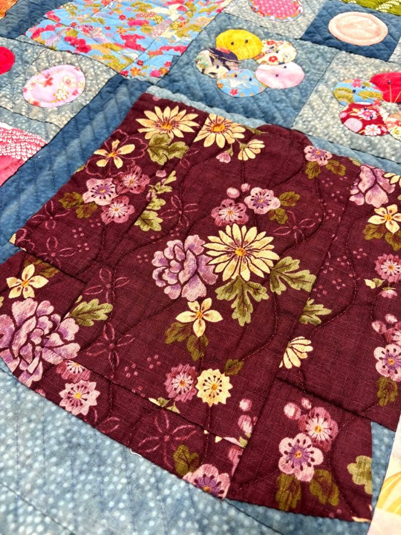 ハンドメイド パッチワーク キルト タペストリー 和風