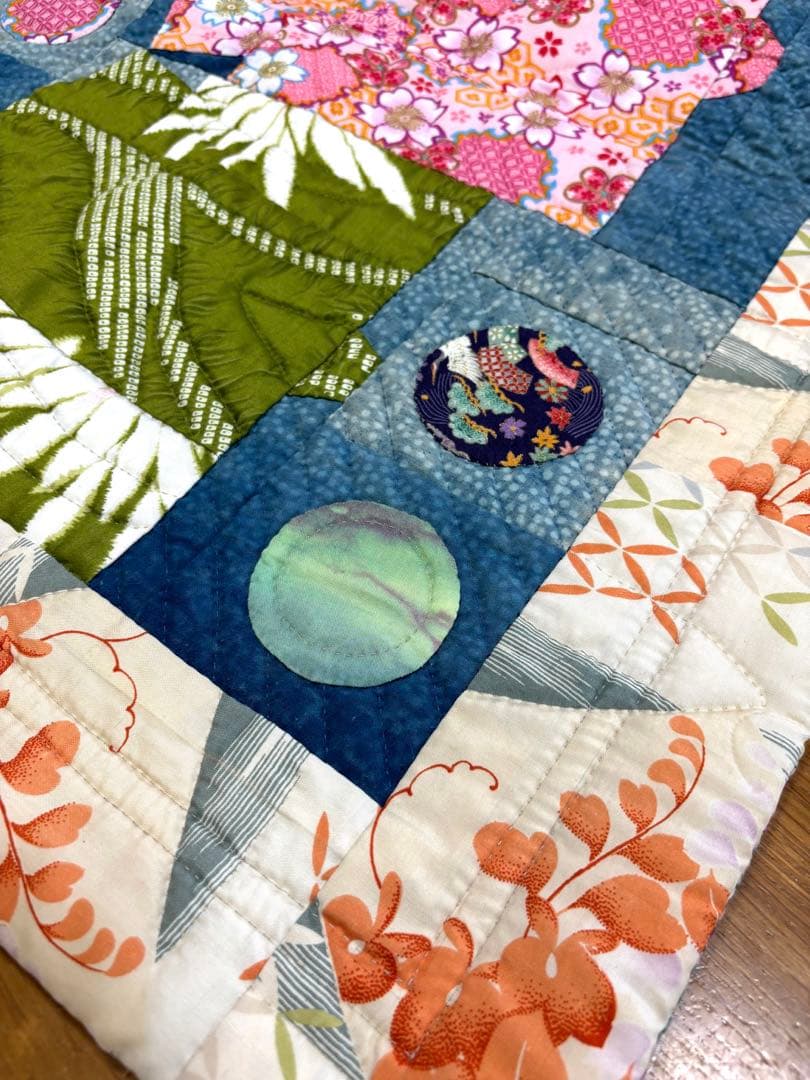 ハンドメイド パッチワーク キルト タペストリー 和風