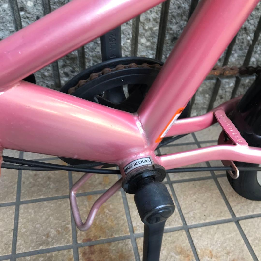 折りたたみ自転車 シマノ 6段変速 20インチ ピンク 女の子 大阪 美品