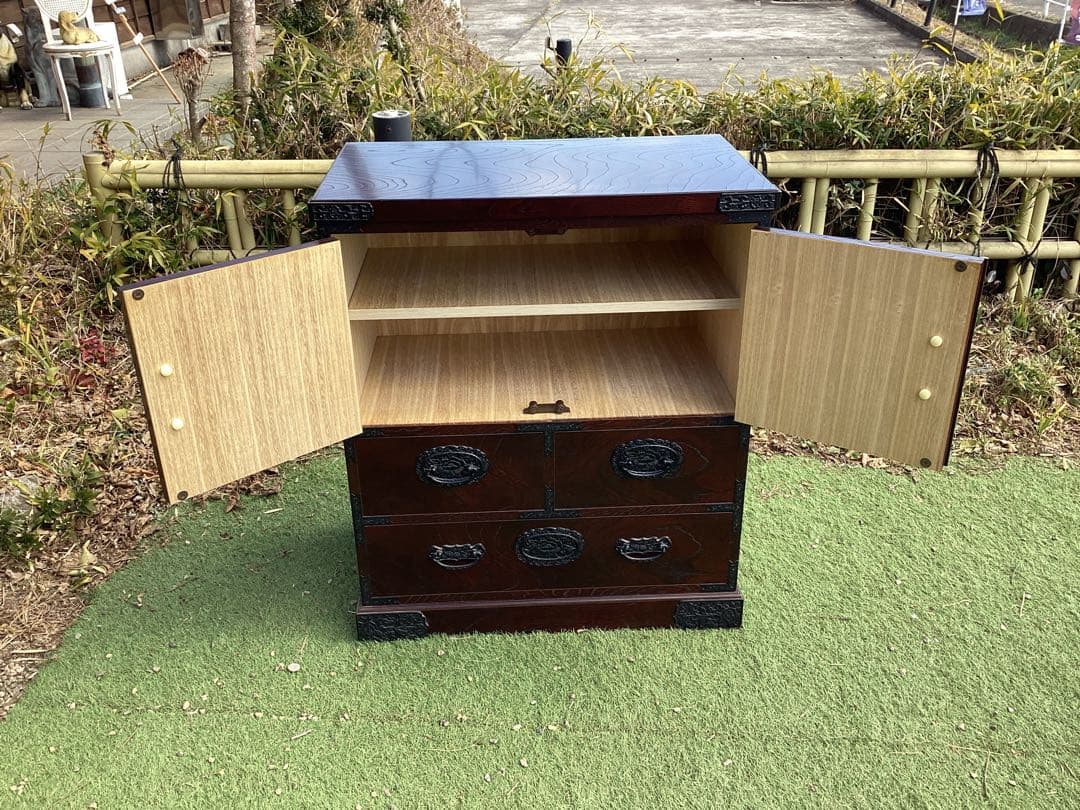 [智花] 時代箪笥　民芸箪笥　装飾金具　整理箪笥