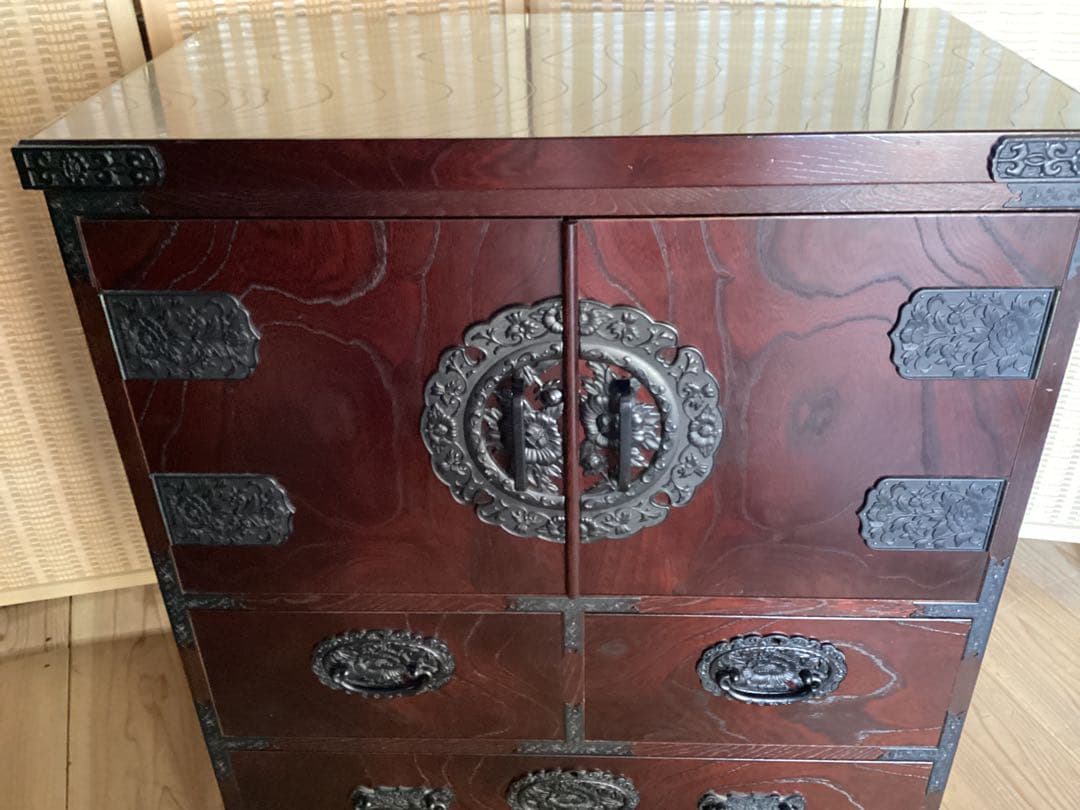 [智花] 時代箪笥　民芸箪笥　装飾金具　整理箪笥