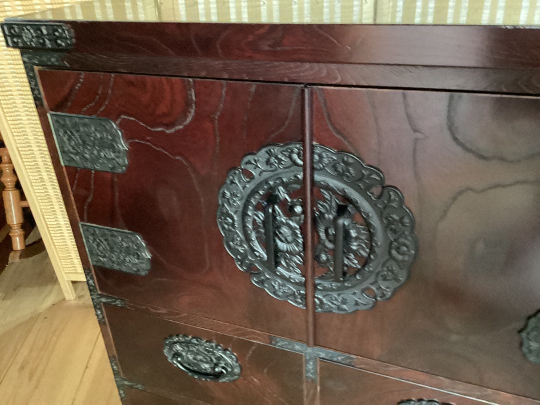 [智花] 時代箪笥　民芸箪笥　装飾金具　整理箪笥