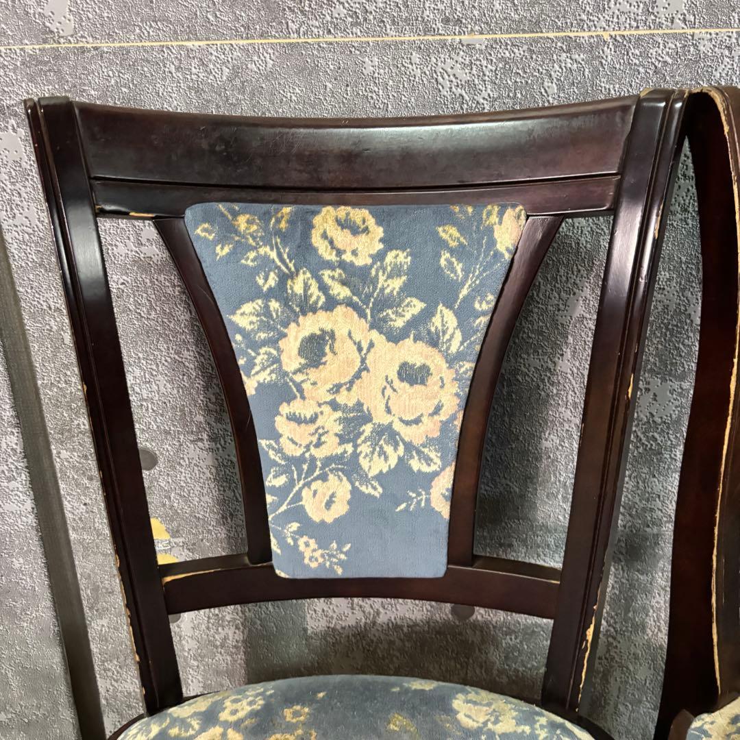 ꧁カリモク家具 karimoku꧂花柄ダイニングチェア2脚 食卓椅子 いす イス