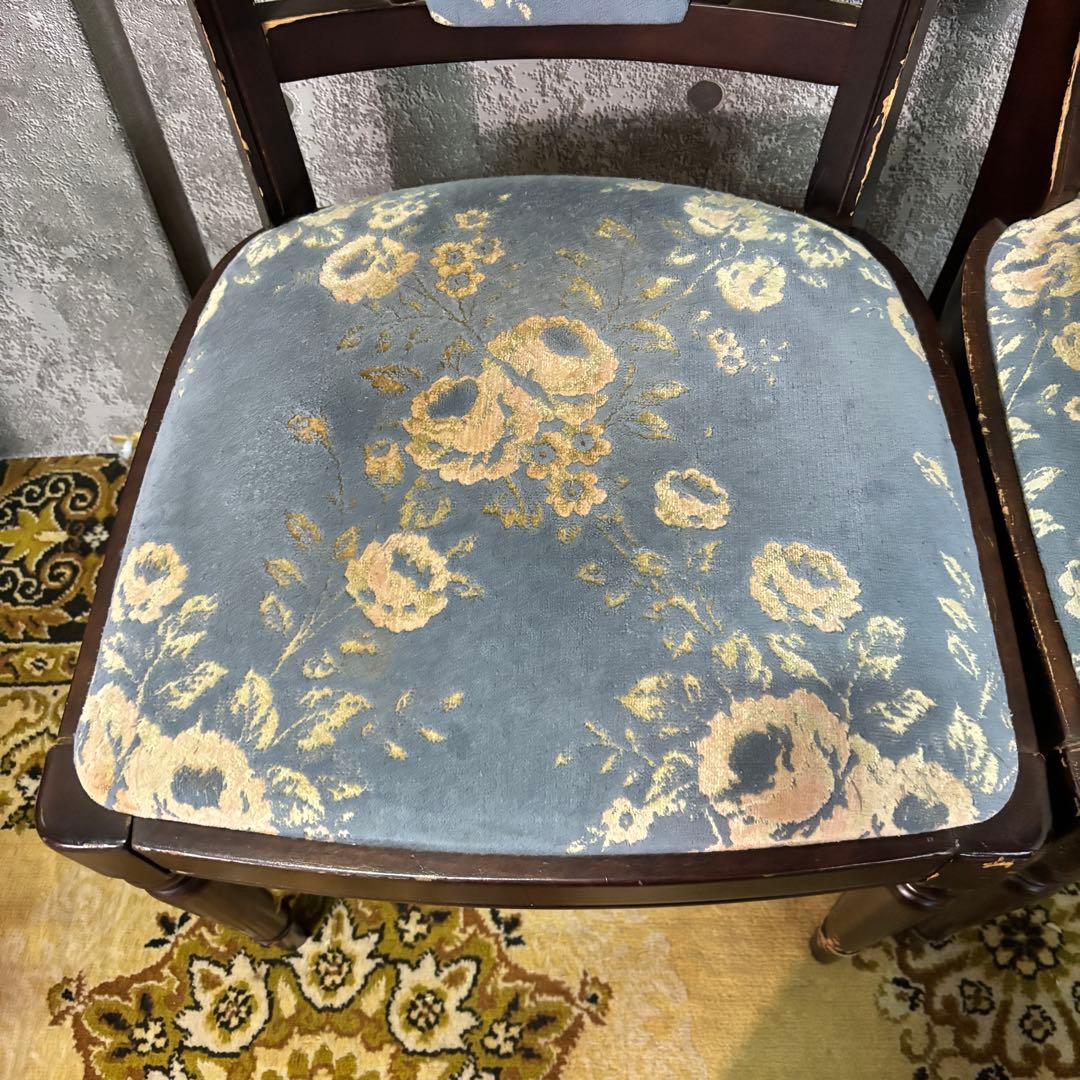 ꧁カリモク家具 karimoku꧂花柄ダイニングチェア2脚 食卓椅子 いす イス