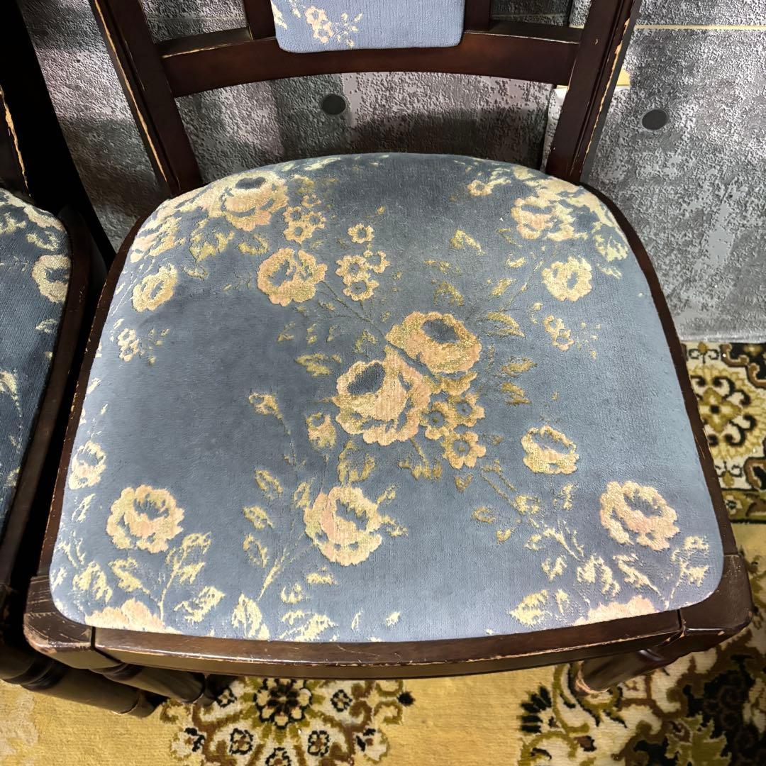 ꧁カリモク家具 karimoku꧂花柄ダイニングチェア2脚 食卓椅子 いす イス