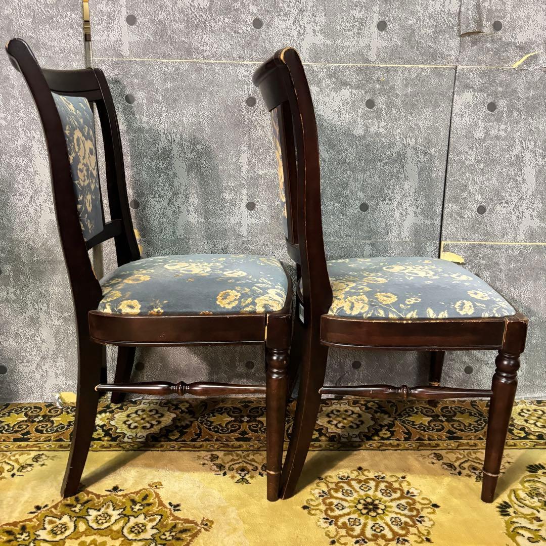 ꧁カリモク家具 karimoku꧂花柄ダイニングチェア2脚 食卓椅子 いす イス