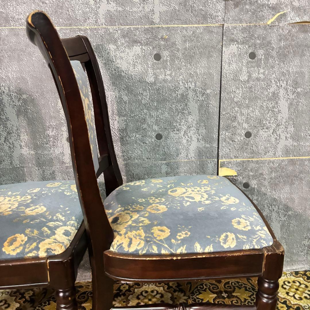 ꧁カリモク家具 karimoku꧂花柄ダイニングチェア2脚 食卓椅子 いす イス