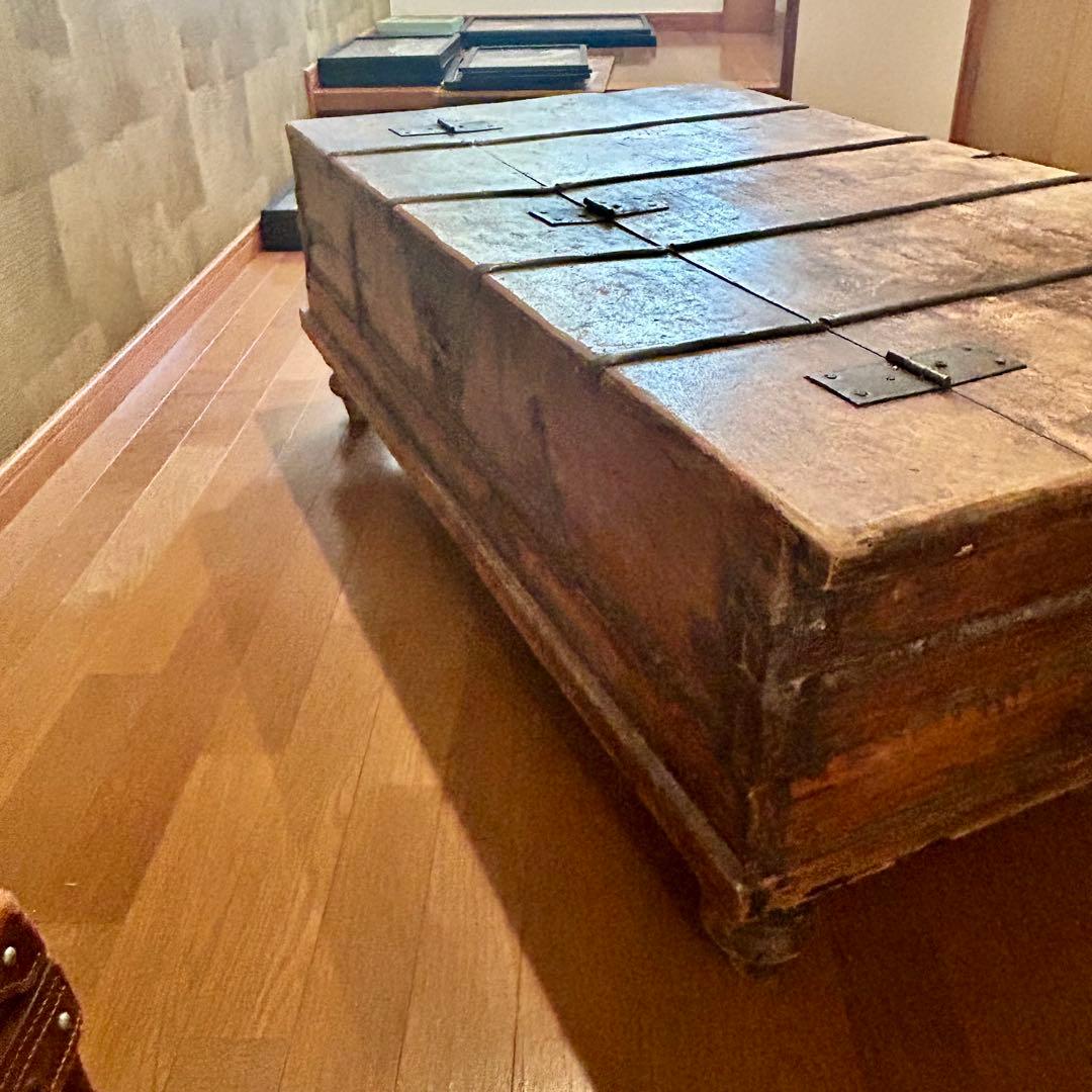 アンティーク 木製収納箱 脚付き