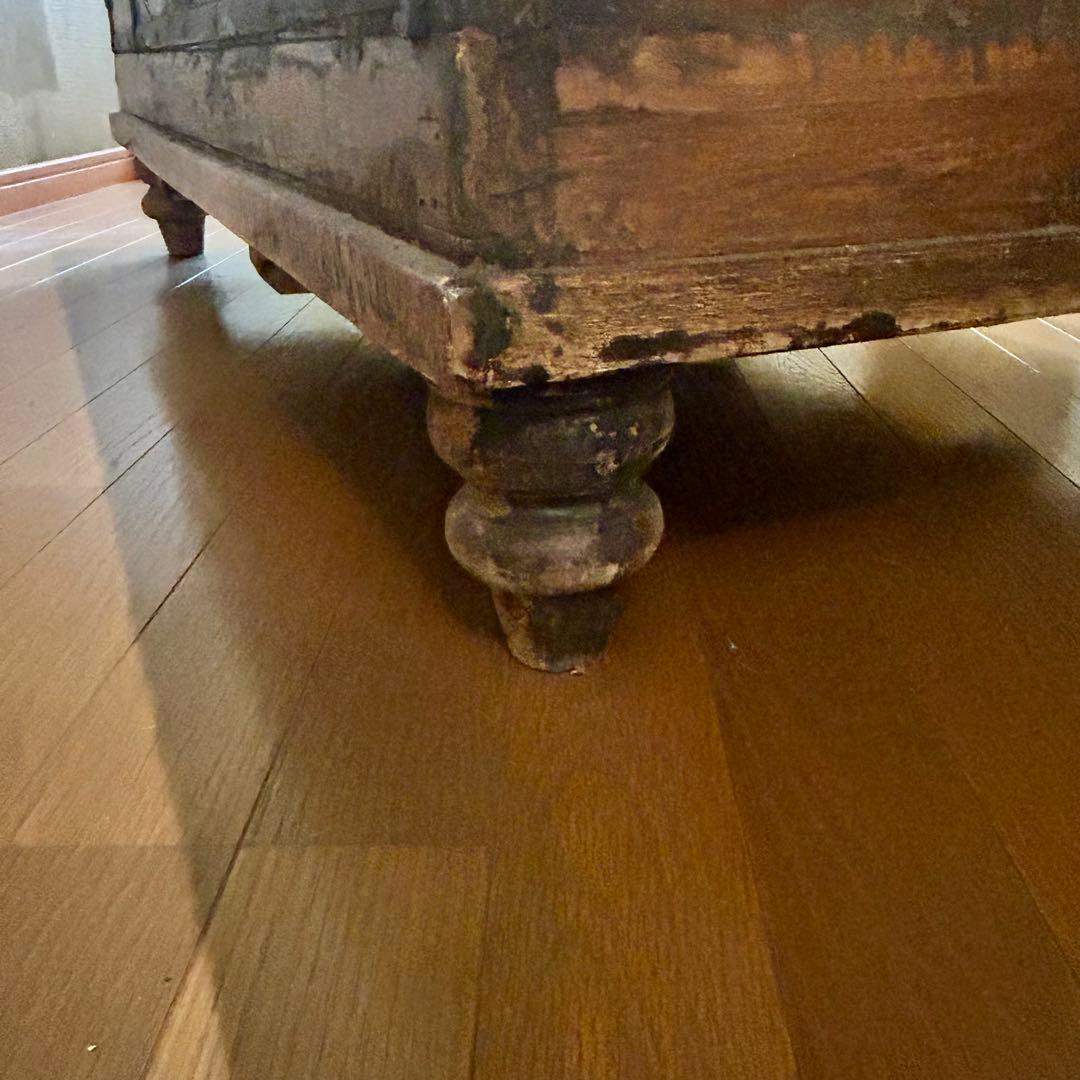 アンティーク 木製収納箱 脚付き