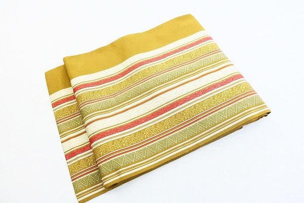 ★専用★未使用品 名古屋帯 博多織 芥子色 長さ3m49cm 唐花 普段着 正絹