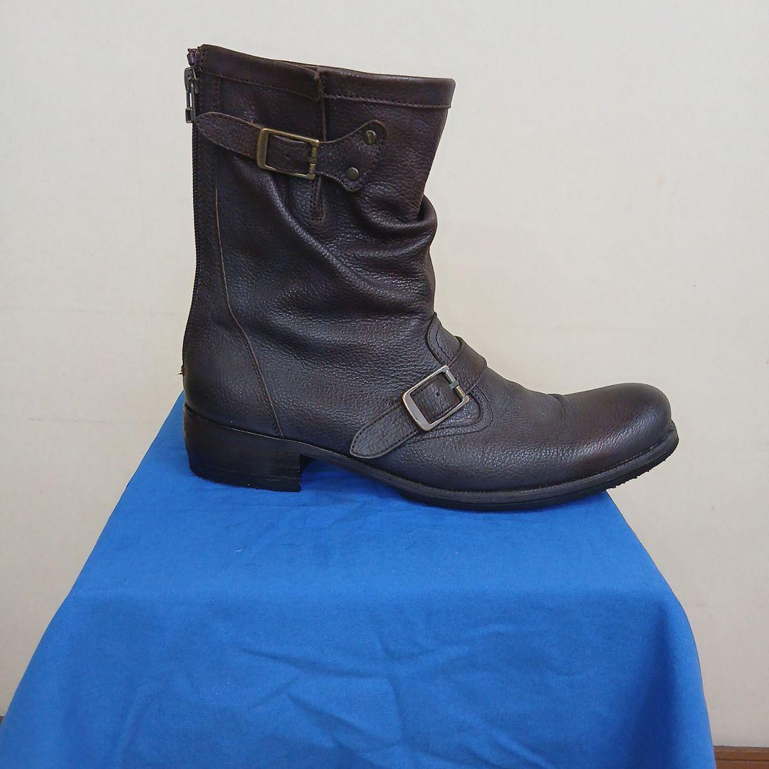 キャサリンハムネットダークブラウンシュリンクエンジニアブーツ25センチ