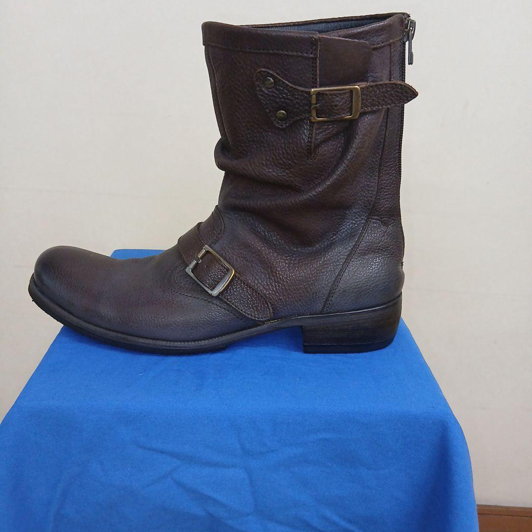 キャサリンハムネットダークブラウンシュリンクエンジニアブーツ25センチ