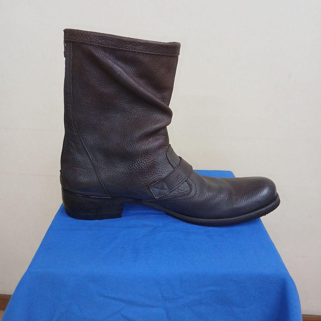 キャサリンハムネットダークブラウンシュリンクエンジニアブーツ25センチ