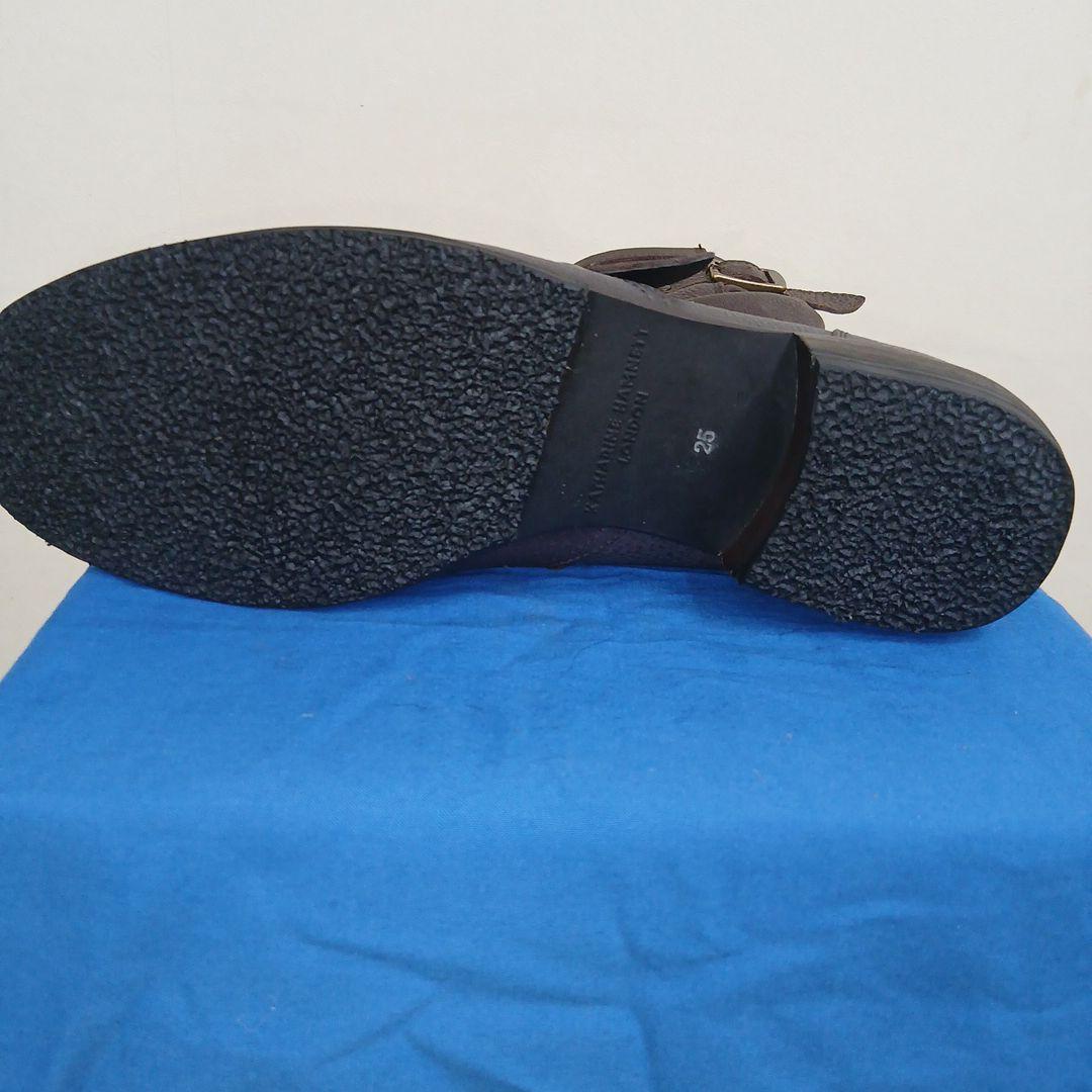 キャサリンハムネットダークブラウンシュリンクエンジニアブーツ25センチ