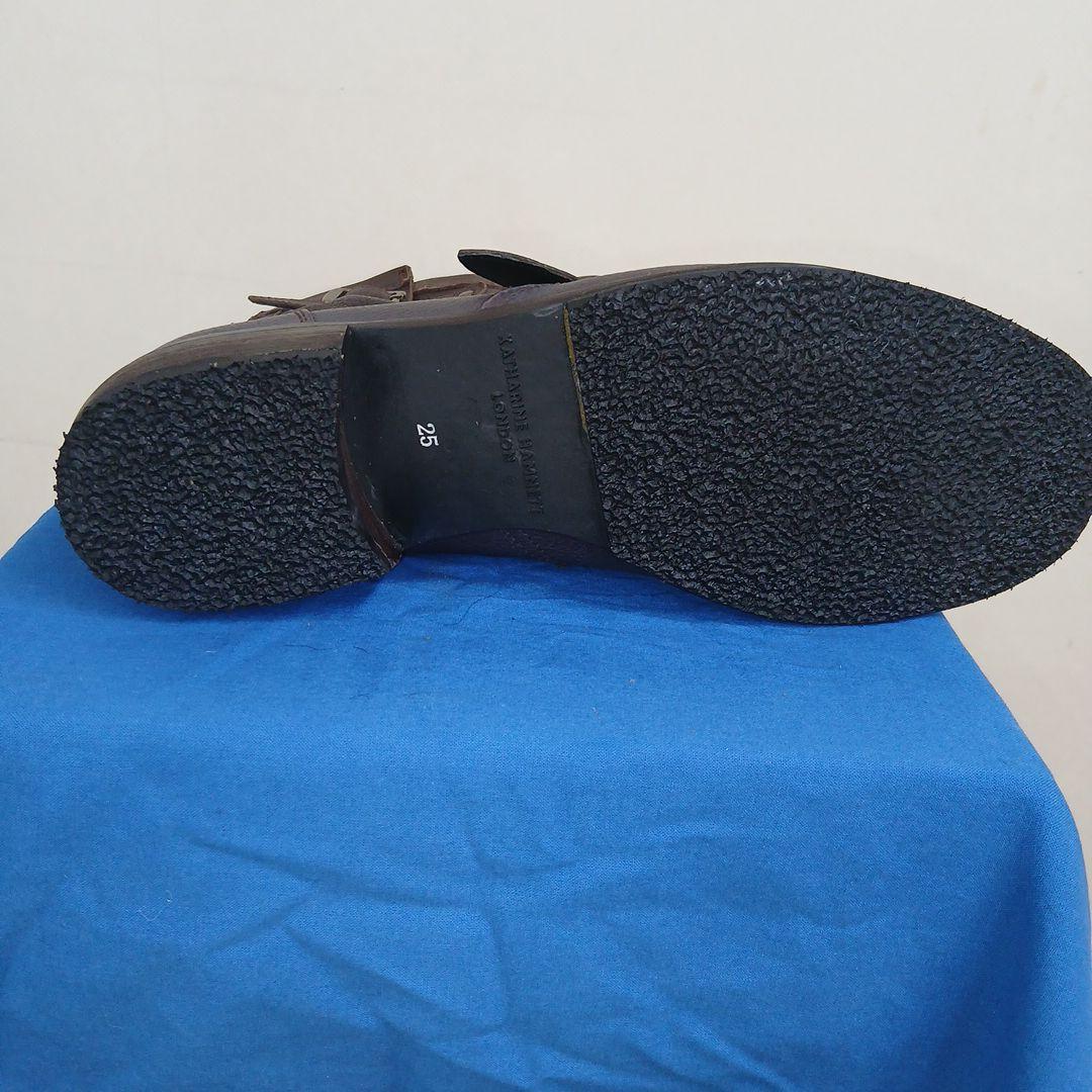 キャサリンハムネットダークブラウンシュリンクエンジニアブーツ25センチ