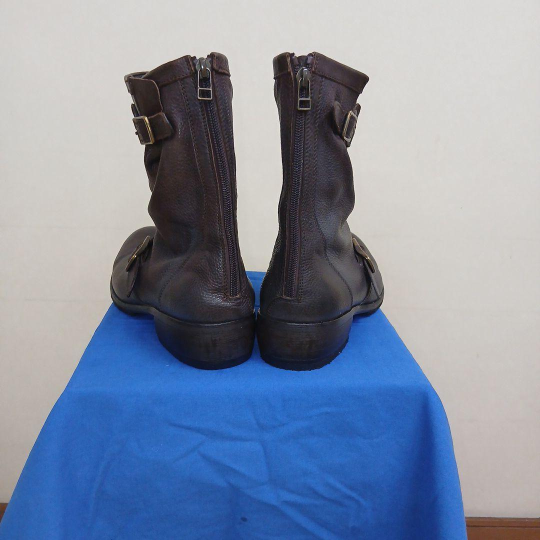 キャサリンハムネットダークブラウンシュリンクエンジニアブーツ25センチ