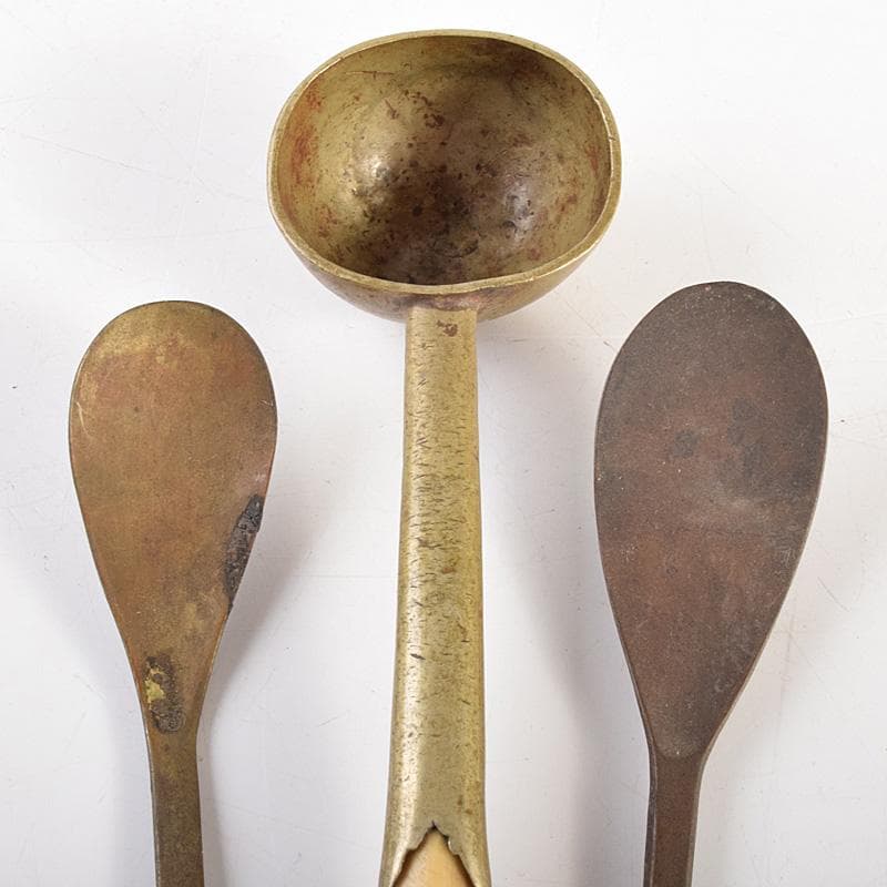 こうちゃん　朝鮮美術　李朝　古銅　薬匙　銅匙　柄杓　5点　V　R7507