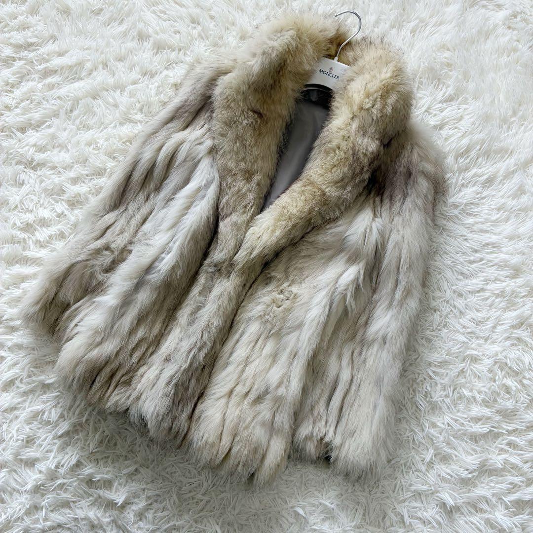 襟ボリューム◎ パリオン　毛皮　Lサイズ相当　リアルファー　ジャケット　大きめ
