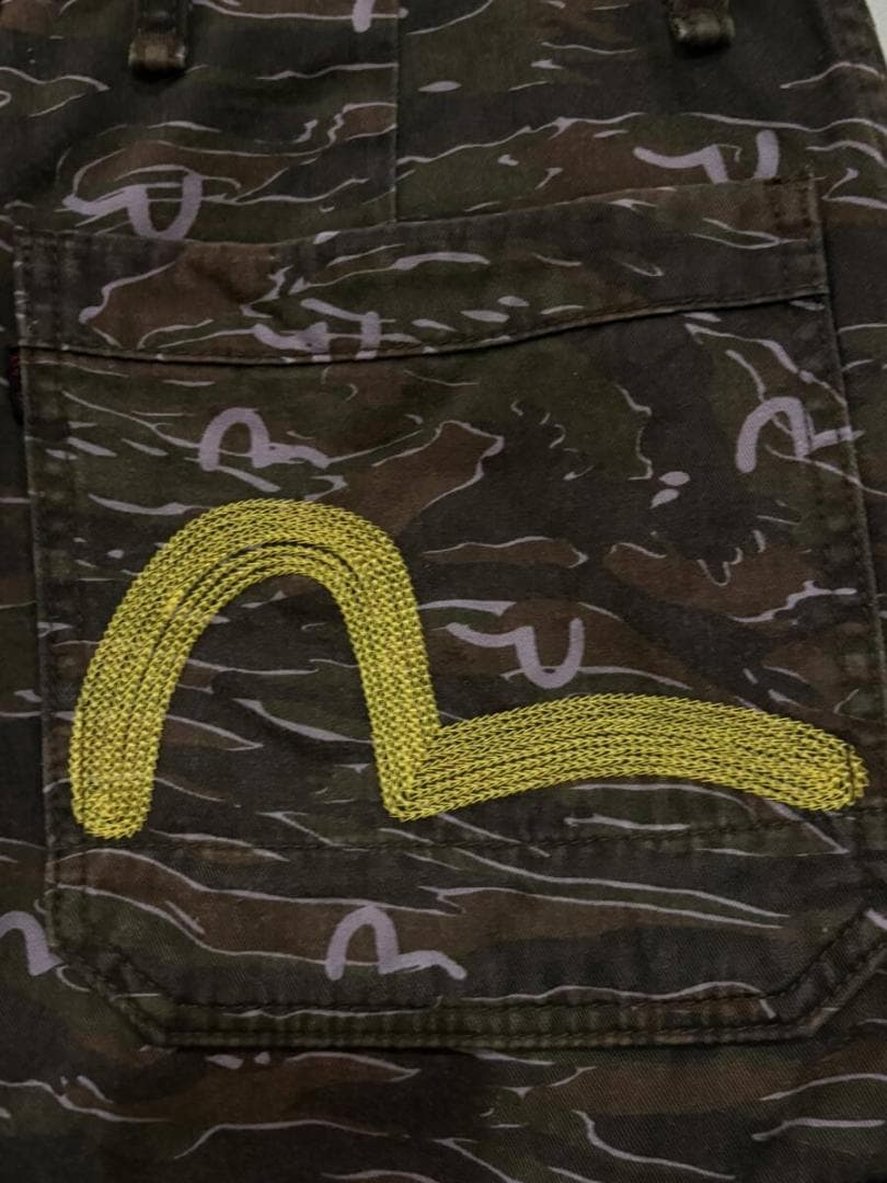 エヴィス エビス リング刺繍カモメ カモフラージュ ハーフ ショートカーゴパンツ