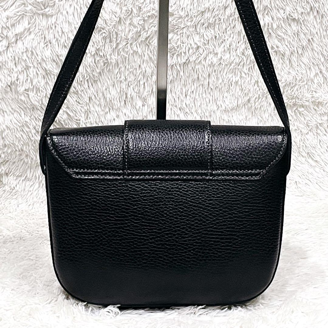 美品 BALLY クラシック ショルダーバッグ クロスボディ ロゴ シボ革 黒