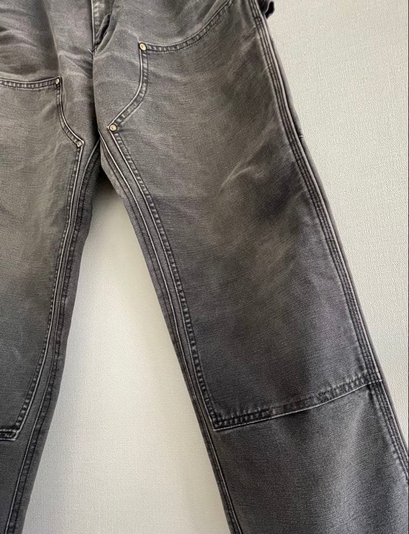 90sカーハートUSA製carharttダブルニー黒ワークパンツダック地フェード