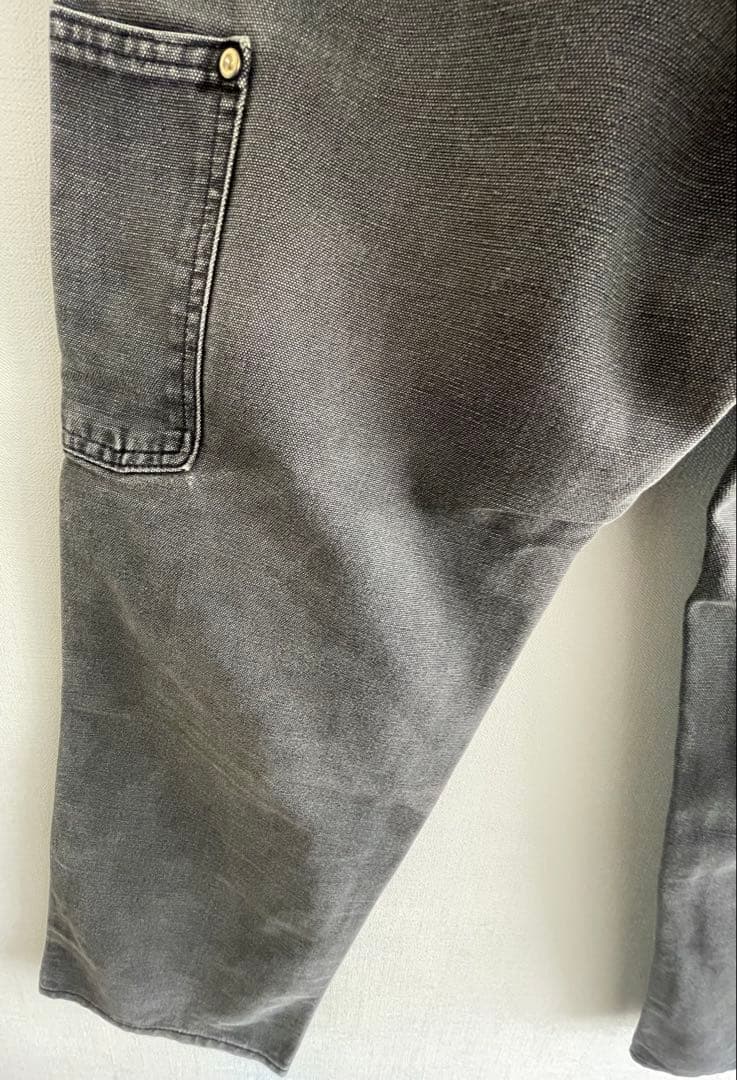 90sカーハートUSA製carharttダブルニー黒ワークパンツダック地フェード