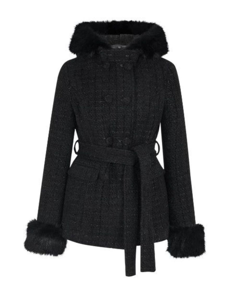 andwang Twinkle Button Tweed Coat 黒　コート