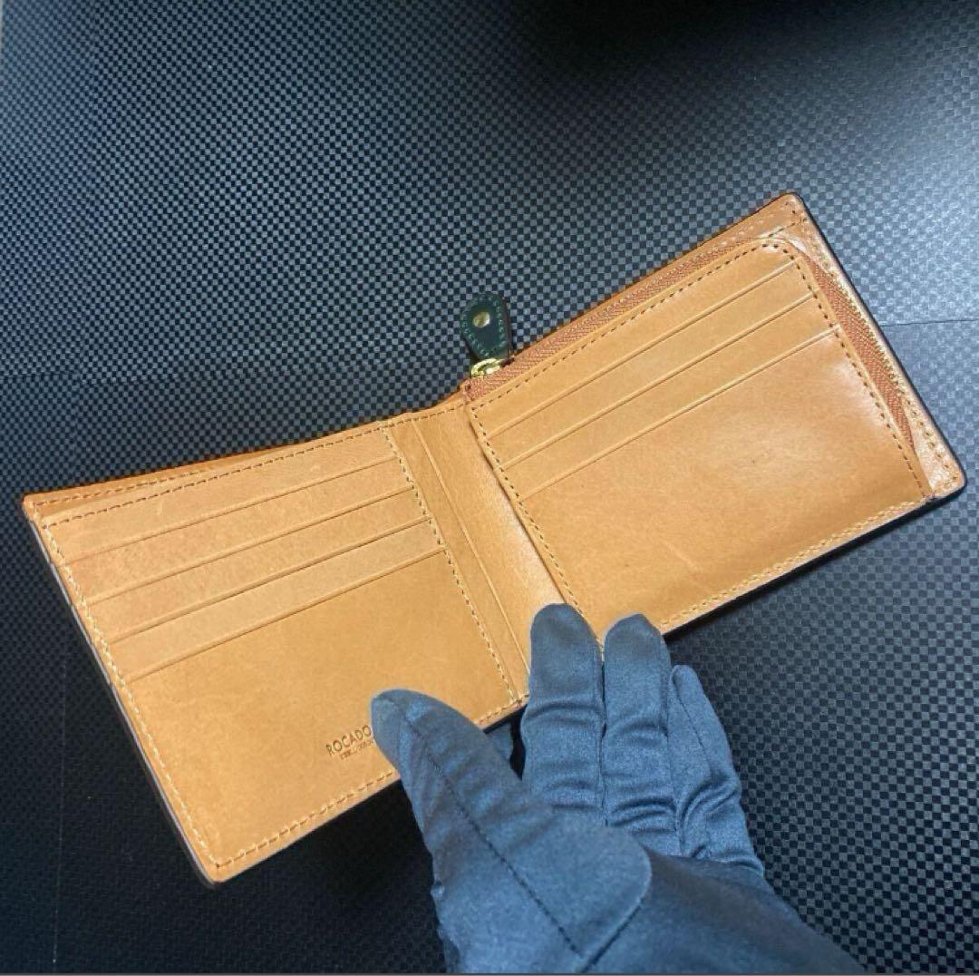 シェルコードバン ロカド社製 二つ折り 財布 馬革 ダークグリーン 未使用品