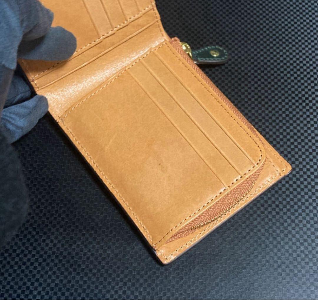 シェルコードバン ロカド社製 二つ折り 財布 馬革 ダークグリーン 未使用品