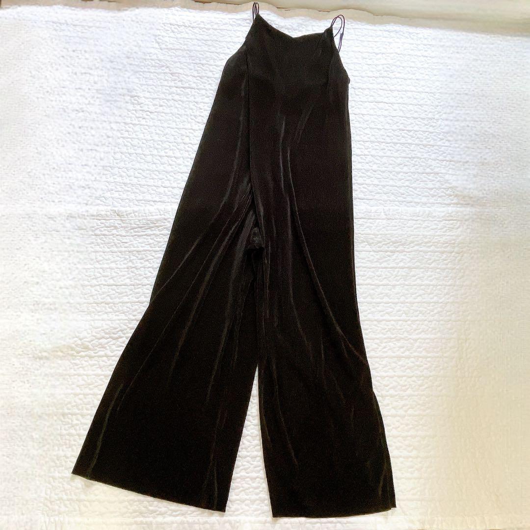 美品⚑アンスリード クリスタルプリーツ オールインワン ブラック 36