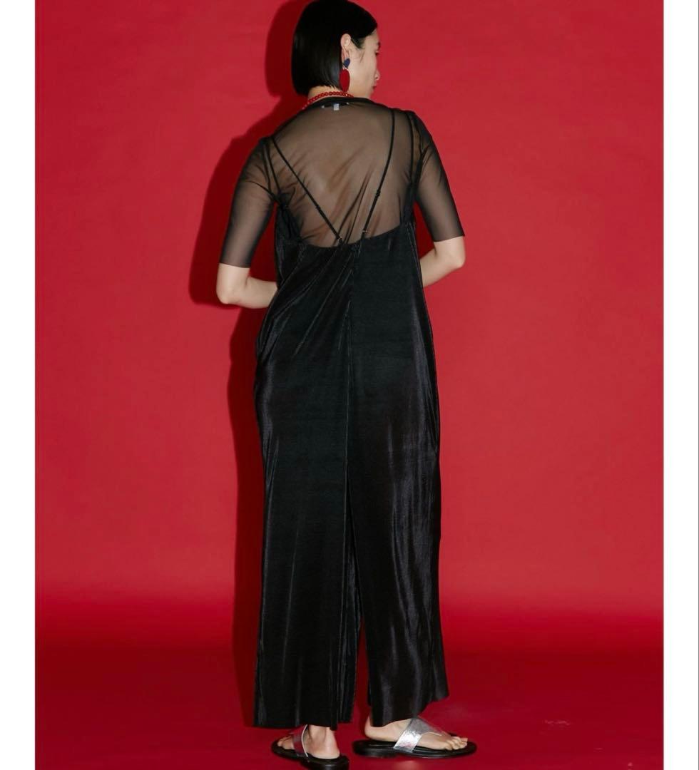 美品⚑アンスリード クリスタルプリーツ オールインワン ブラック 36