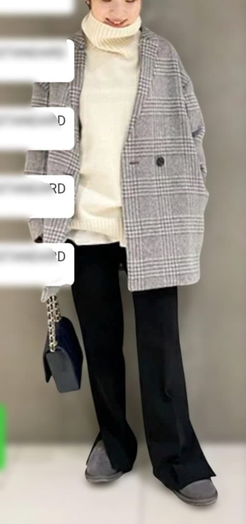 ジャーナルスタンダード 　マンテコ 　ノーカラー　コート チェック柄 グレー