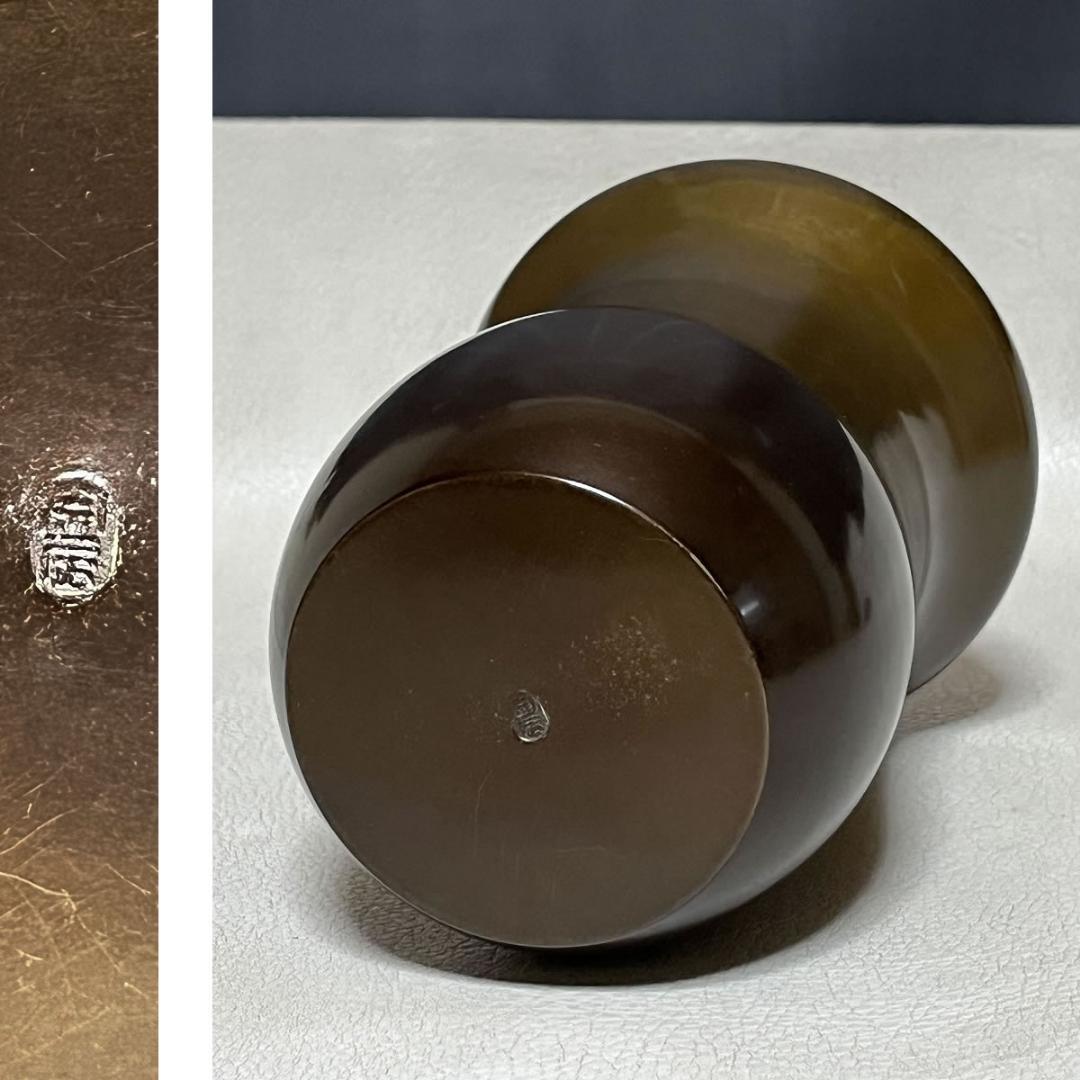 一ノ瀬宗辰 唐銅 槍の鞘 建水 共箱 茶道具 【k3515】