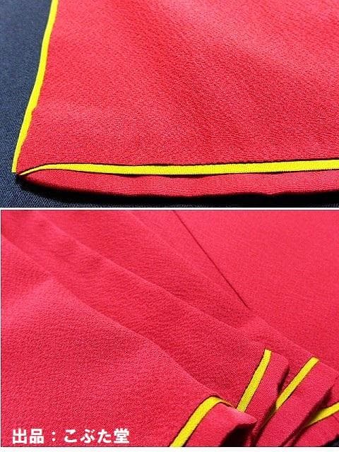 特選！やまと誂 吹綿 振袖 無地 赤 紅★長襦袢　2点 セット 正絹★155.5