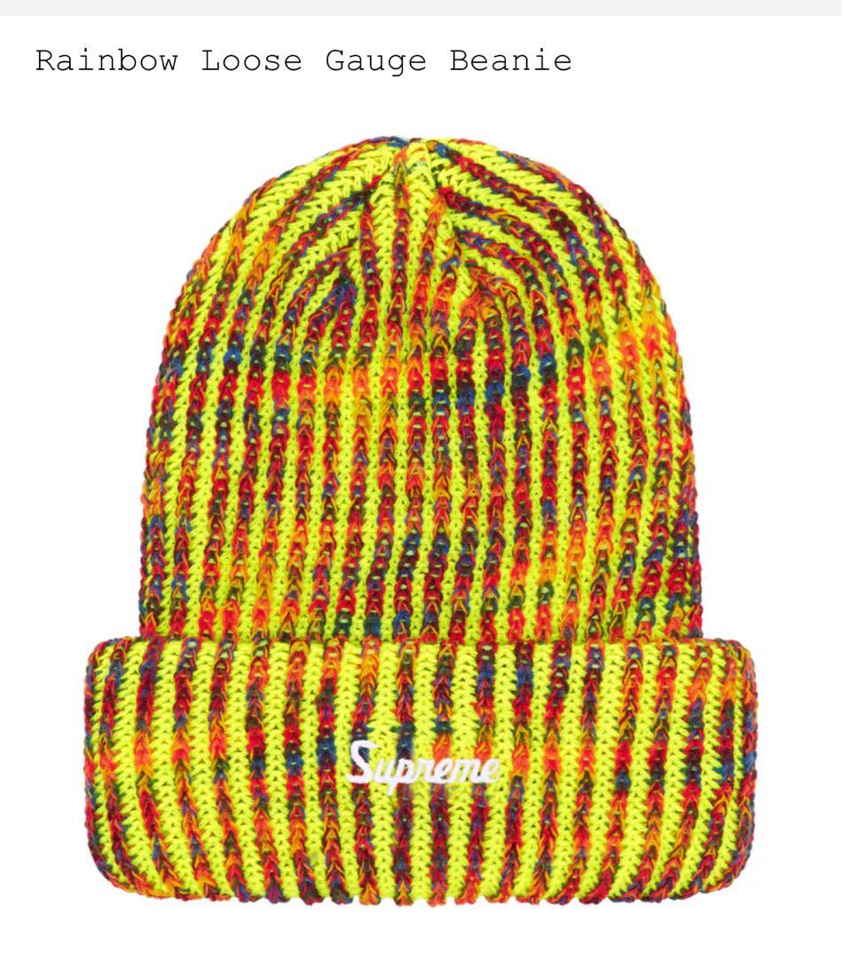 supreme rainbow loose gauge beanie ネオン