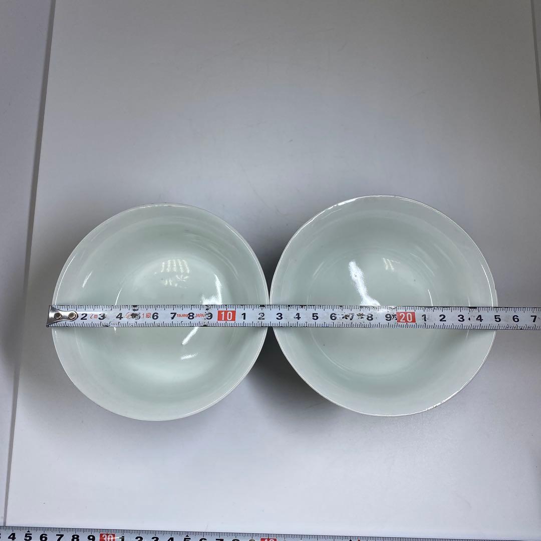 中国清時代　唐草文蓋茶碗2客直径12.5/12.7㎝タトチ東な7-0211☆2F