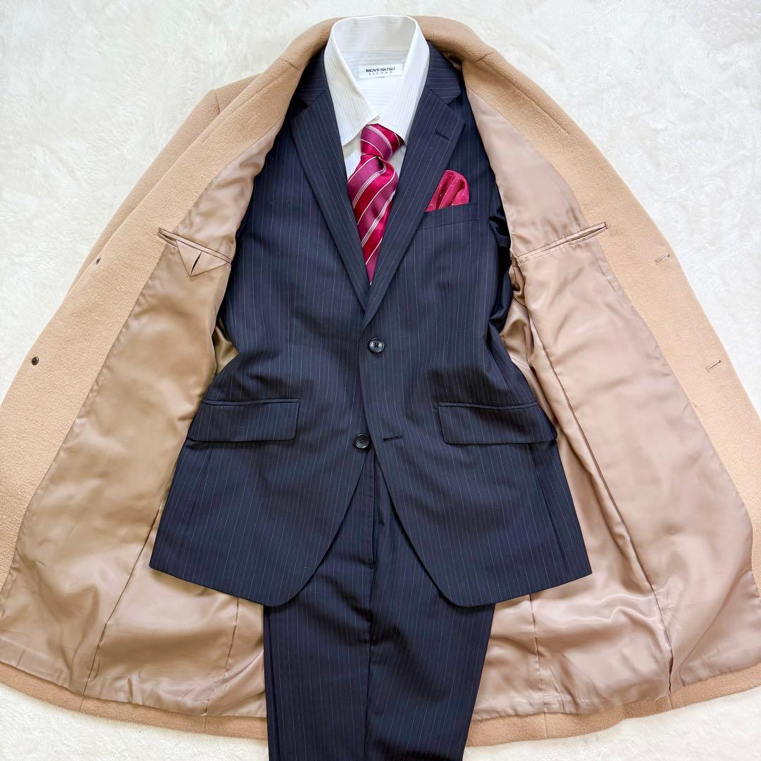 【超美品】エディフィス ウール素材 ビーバー仕上げ チェスターコート Mキャメル