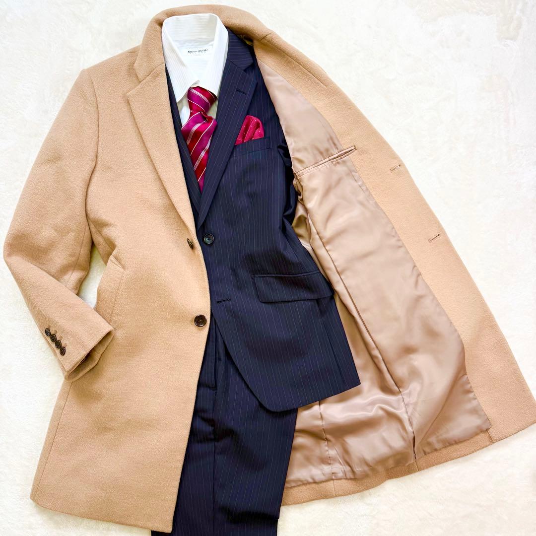 【超美品】エディフィス ウール素材 ビーバー仕上げ チェスターコート Mキャメル