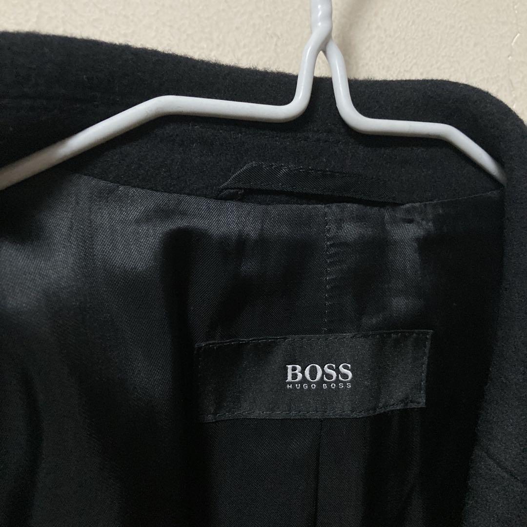 超美品 HUGO BOSS ヒューゴボス チェスターコート ビジネスコート 黒