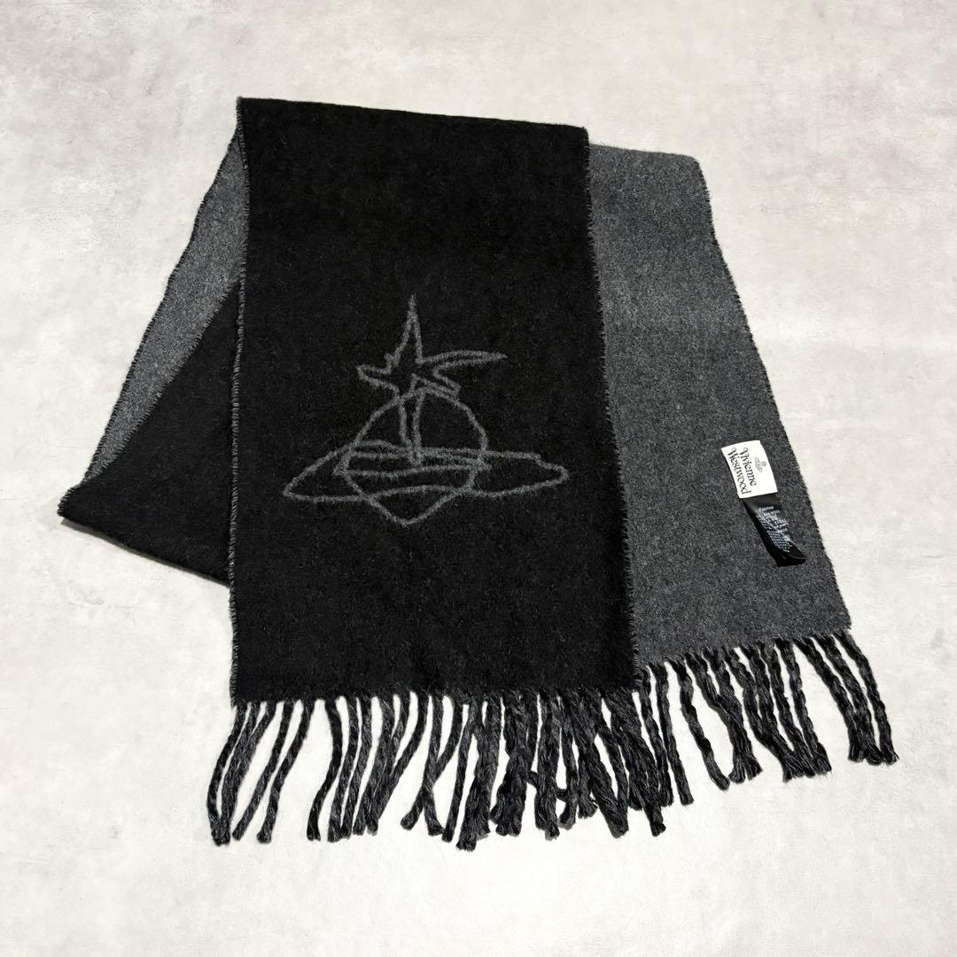 ヴィヴィアンウエストウッド オーブ マフラー 黒 レディース メンズ 正規品