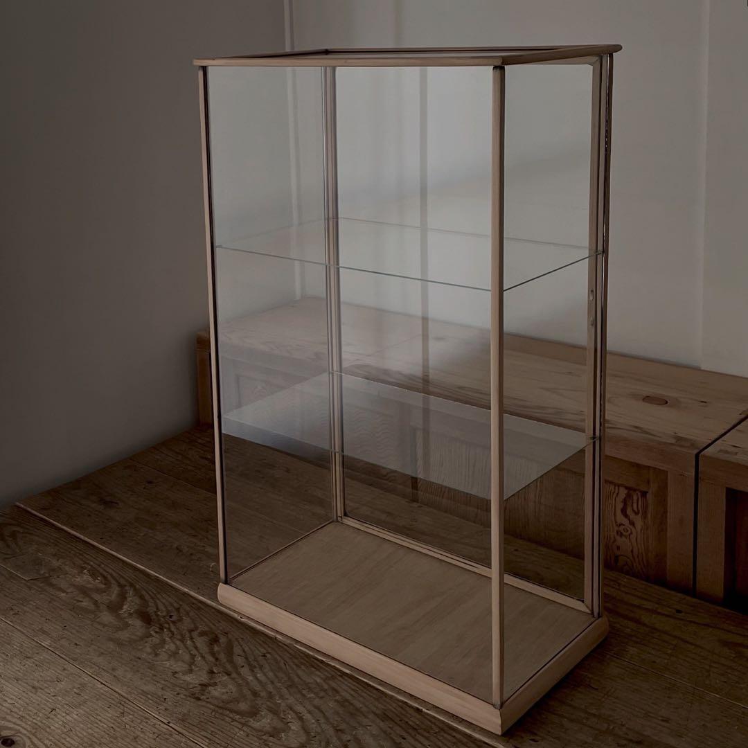 アンティーク　古い木枠ガラスケース　レトロ　ショーケース　棚　古道具