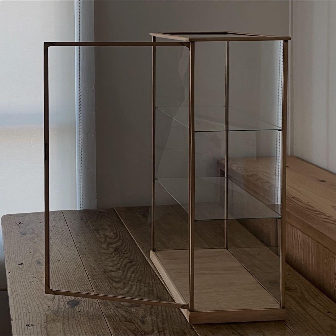 アンティーク　古い木枠ガラスケース　レトロ　ショーケース　棚　古道具