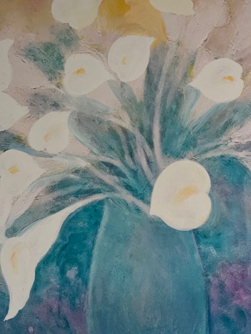 新品額入ジクレー　限定版画　直筆サイン、ED、証明書有　ジニー・キム　白い花