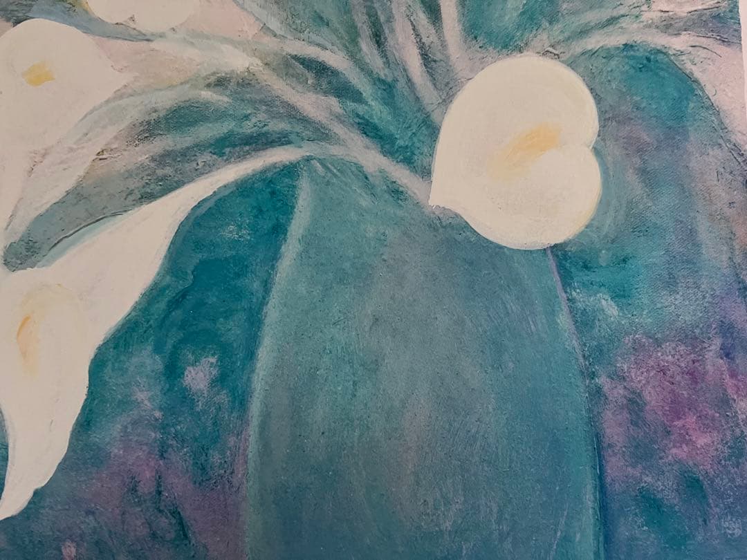 新品額入ジクレー　限定版画　直筆サイン、ED、証明書有　ジニー・キム　白い花