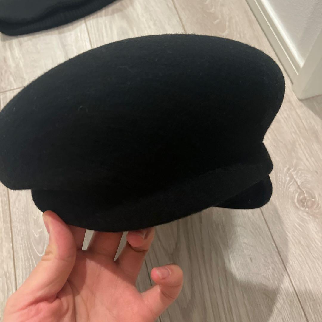 カシラ　ブラック ウール キャスケット