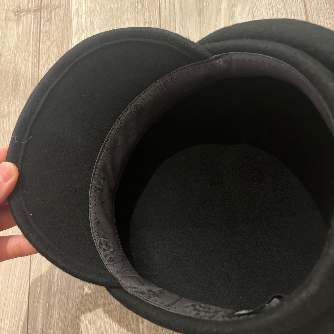 カシラ　ブラック ウール キャスケット