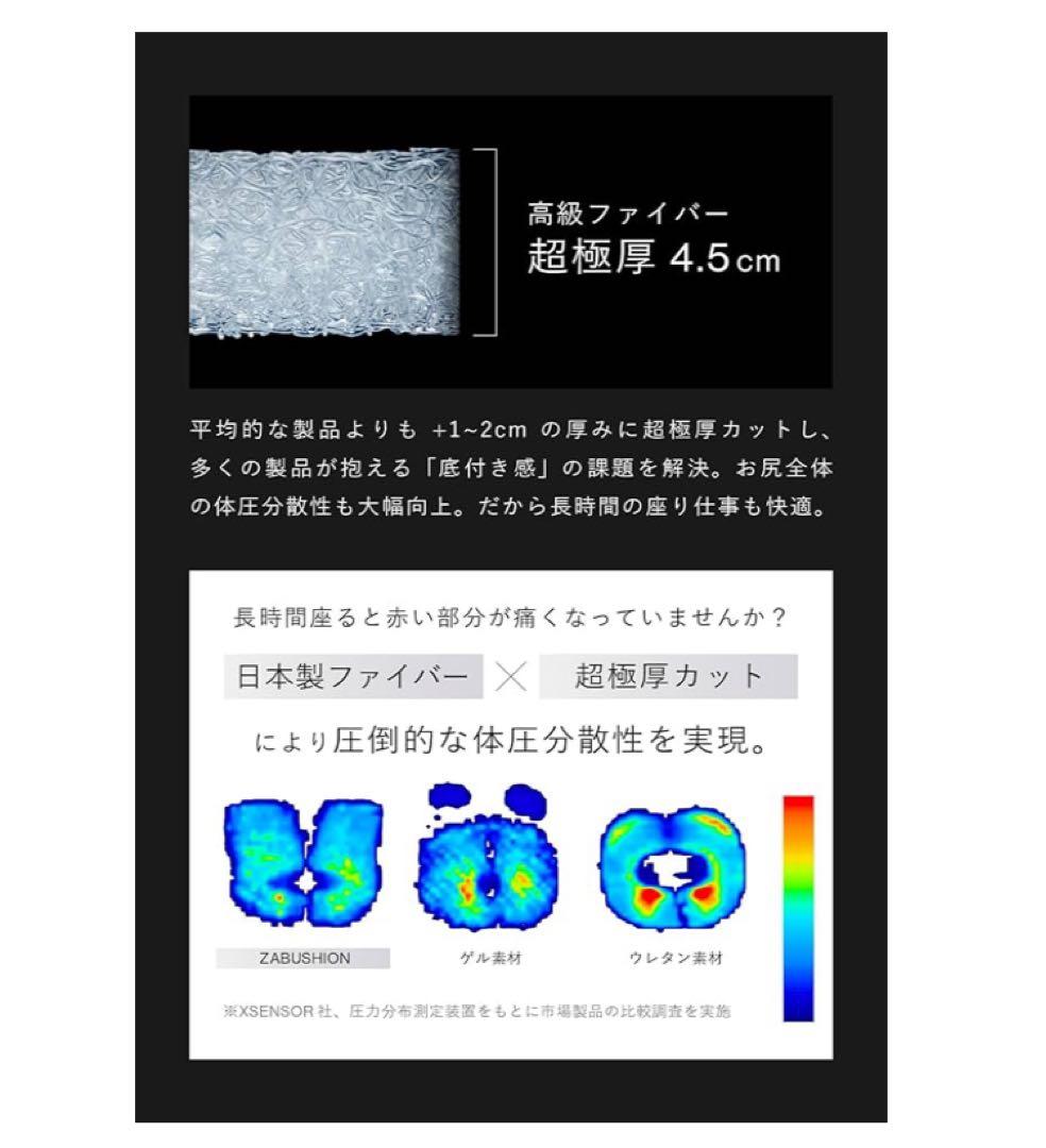 ZABUSHION ENZA 高級ファイバー40x40x5.5 洗える ブラック