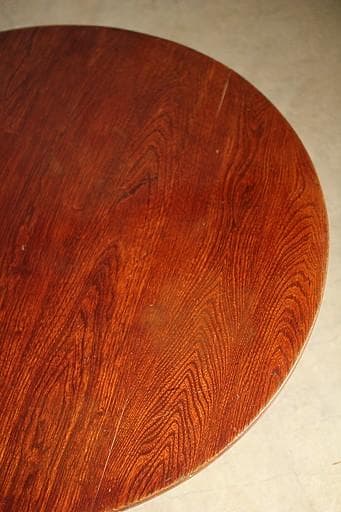 古い木製折り畳み丸テーブル　ちゃぶ台　天然木