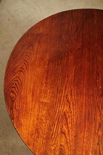 古い木製折り畳み丸テーブル　ちゃぶ台　天然木