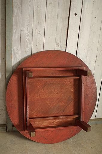 古い木製折り畳み丸テーブル　ちゃぶ台　天然木